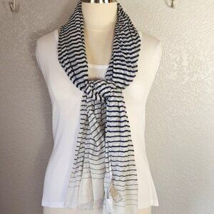 Banana Republic Rectangle Scarf Size 72"x35" Navy & White Stripe